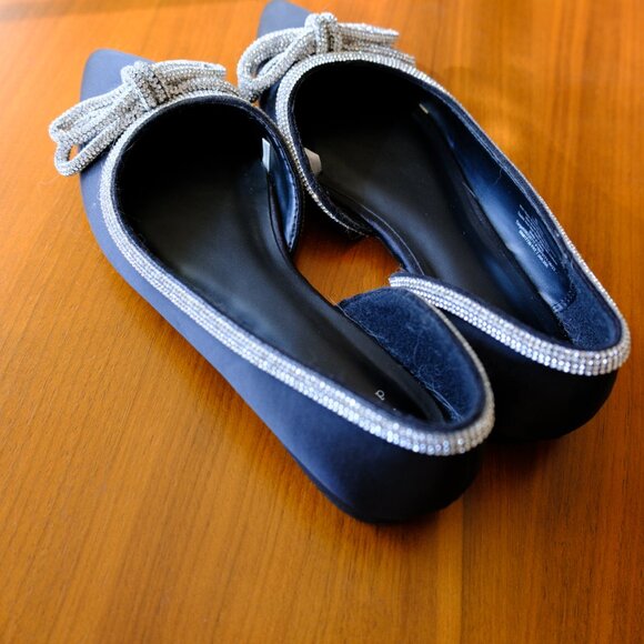A New Day by Target Rhinestone and Black Satin Ballet flats - Size 8 - Picture 3 of 3